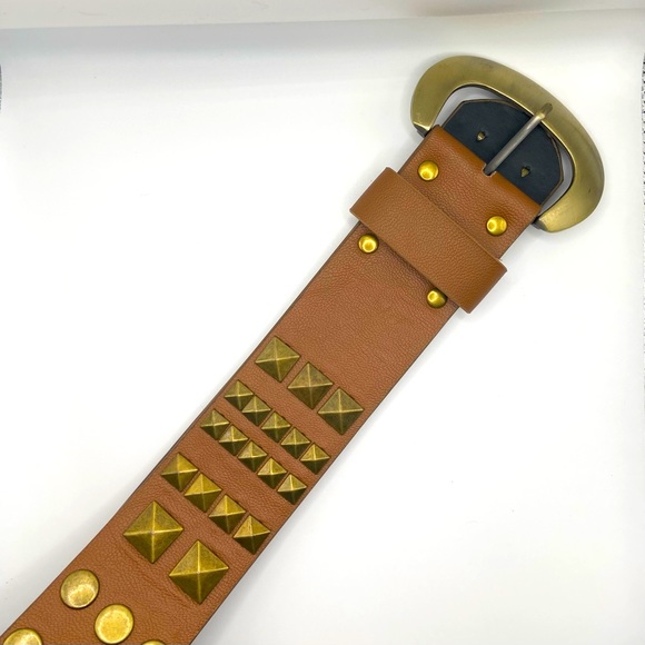 Brown Brass Studded Belt - Picture 1 of 13